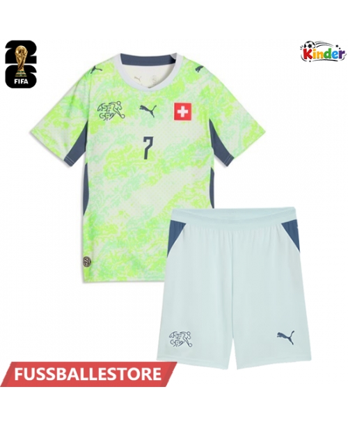 Günstige Schweiz Breel Embolo #7 Auswärts Trikotsatzt Kinder WM 2026 Kurzarm (+ Kurze Hosen)